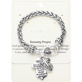 Serenity Prayer Message Antique Cross Charm Bracelet