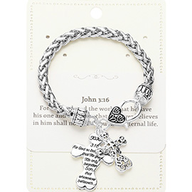 John 3:16 Message  Antique Cross Charm Bracelet