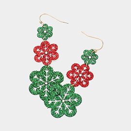 Sparkly Snowflake Link Dropdown Dangle Earrings