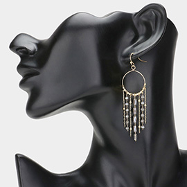 Faceted Beaded Fringe Chandelier Dangle Earrings