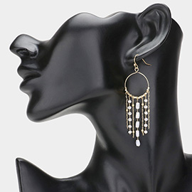 Faceted Beaded Fringe Chandelier Dangle Earrings