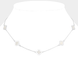 Mother Of Pearl Quatrefoil Station Necklace