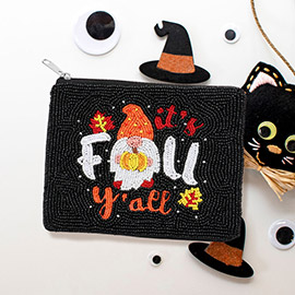 ITS FALL YALL Message Seed Beaded Mini Pouch Bag