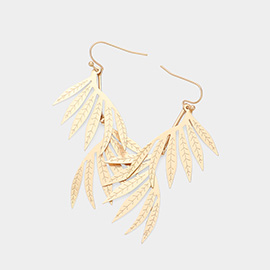 Metal Leaf Link Dangle Earrings