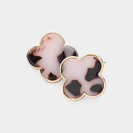 Celluloid Acetate Quatrefoil Stud Earrings