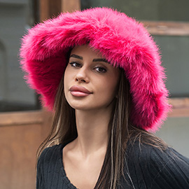 Winter Fluffy Faux Fur Bucket Hat