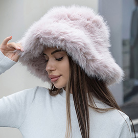 Winter Fluffy Faux Fur Bucket Hat