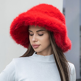 Winter Fluffy Faux Fur Bucket Hat