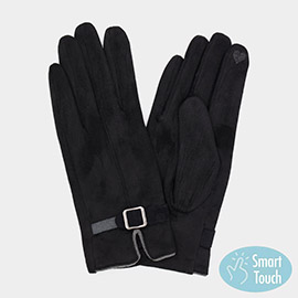 Faux suede Band Smart Touch Gloves