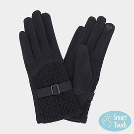 Cable And Band Details Smart Touch Gloves