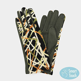 Geometric Multi Color Embroidered Smart Touch Gloves