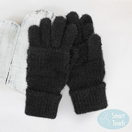 Fuzzy Cable Knit Smart Touch Gloves