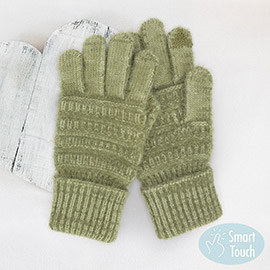 Fuzzy Cable Knit Smart Touch Gloves