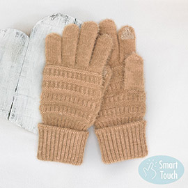 Fuzzy Cable Knit Smart Touch Gloves