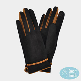 Braided Band Suede Smart Gloves