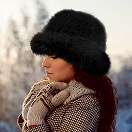 Fuzzy Faux Fur Bucket Hat