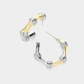 14K Gold Plated Two Tone Hoop Earrings