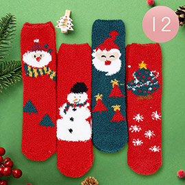 12Pairs - Fuzzy Cozy Christmas Socks