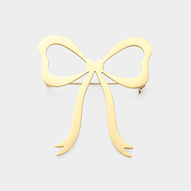 Stainless Steel Cutout Bow Pin Brooch