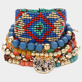 7PCS - Boho Stretch Multi Layered Bracelets