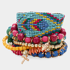 7PCS - Boho Stretch Multi Layered Bracelets