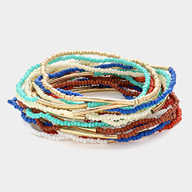 20PCS - Seed Beaded Stretch Multi Layered Bracelets