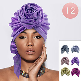 12PCS - Shiny Flower Bow Pointed Turban Hats