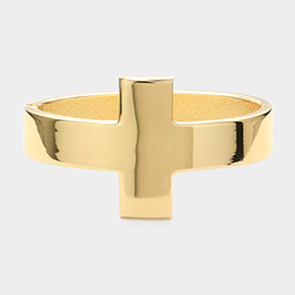 Metal Cross Pointed Hinged Bangle Bracelet