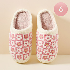 6Pairs - Flower Color Block Home Slippers