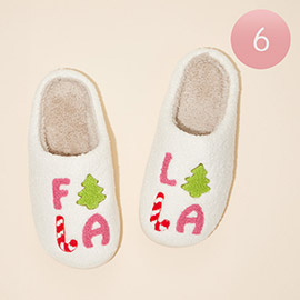 6Pairs - FALALALA Tree Christmas Tree Home Slippers