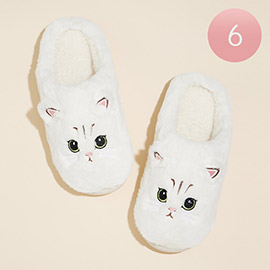 6Pairs - Cat Basic Fuzzy Slippers