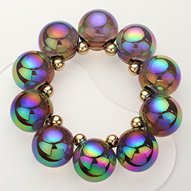 Chunky Iridescent Ball Beaded Bracelet