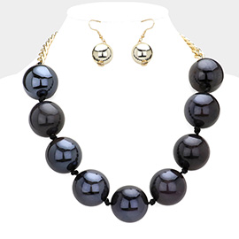 Oversized Glass Ball Statement Necklace