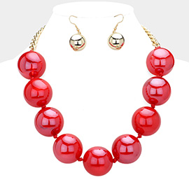 Oversized Glass Ball Statement Necklace