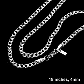 18 INCH, 4mm Stainless Steel Diamond Cut Cuban Chain Necklace