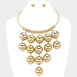 Oversized Metal Ball Chandelier Statement Necklace