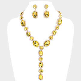 Glass Crystal Rhinestone Y Evening Necklace