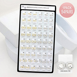 54Pairs - Rhinestone Paved Stud Earrings