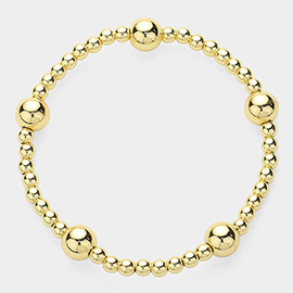 Stainless Steel Ball Beaded Stretch Bracelet