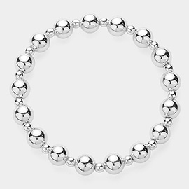 Stainless Steel Ball Beaded Stretch Bracelet