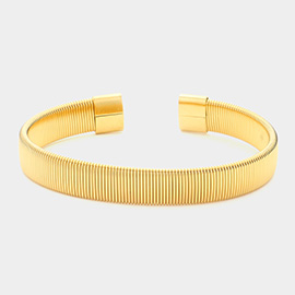 Stainless Steel Ribbed Flat Cuff Bracelet