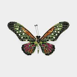 Stone Paved Butterfly Pin Brooch