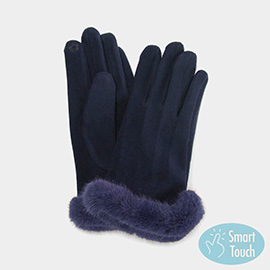 Faux Fur Cuff Smart Touch Gloves