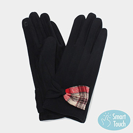 Plaid Ribbon Pointed Smart Touch Gloves