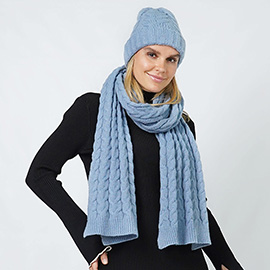 Cable Knit Hat Scarf Set