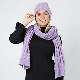 Cable Knit Hat Scarf Set