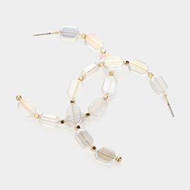 Hexagon Shaped Lucite Link Hoop Earrings