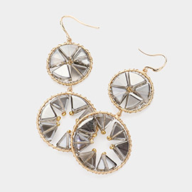 Triangle Shaped Lucite Link Round Dangle Earrings