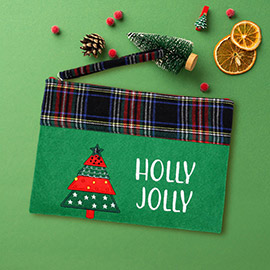 Holly Jolly Letter Christmas Tree Pouch Bag