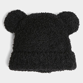 Solid Color Fuzzy Bear Ear Hat